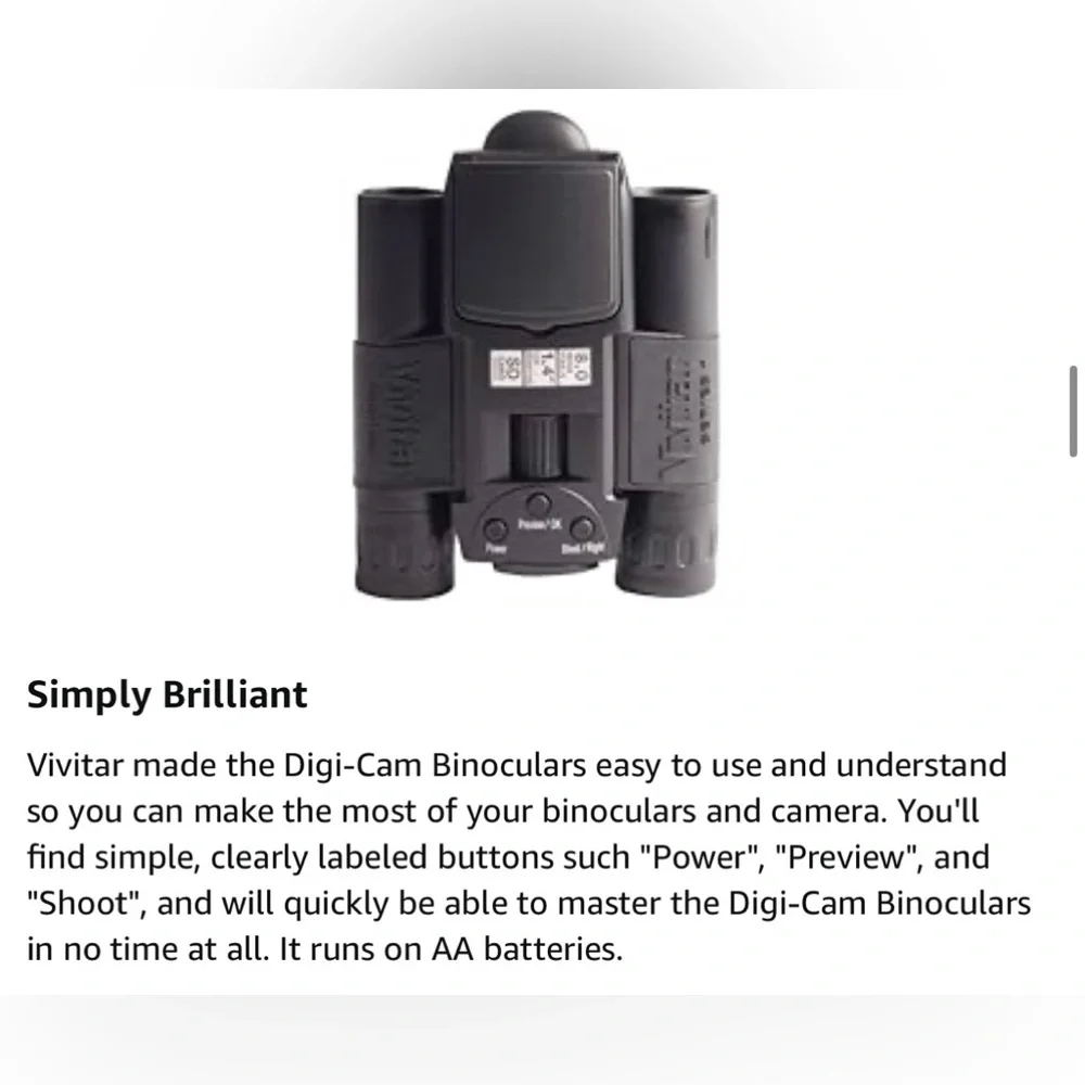 Vivitar 12x25 Dig-Cam Binoculars, NEW in Box, Capture Action Pics at Eve…